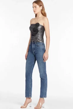 Tenley Top In Metallic Mesh